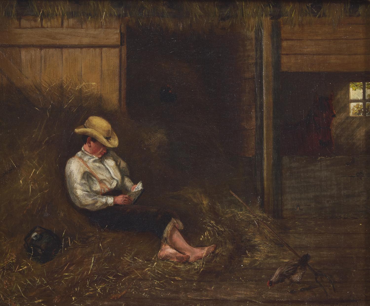 Elizabeth Rebecca Coffin (1850-1930), Boy Reading In A Nantucket Barn
