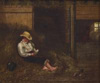 Elizabeth Rebecca Coffin (1850-1930), Boy Reading In A Nantucket Barn