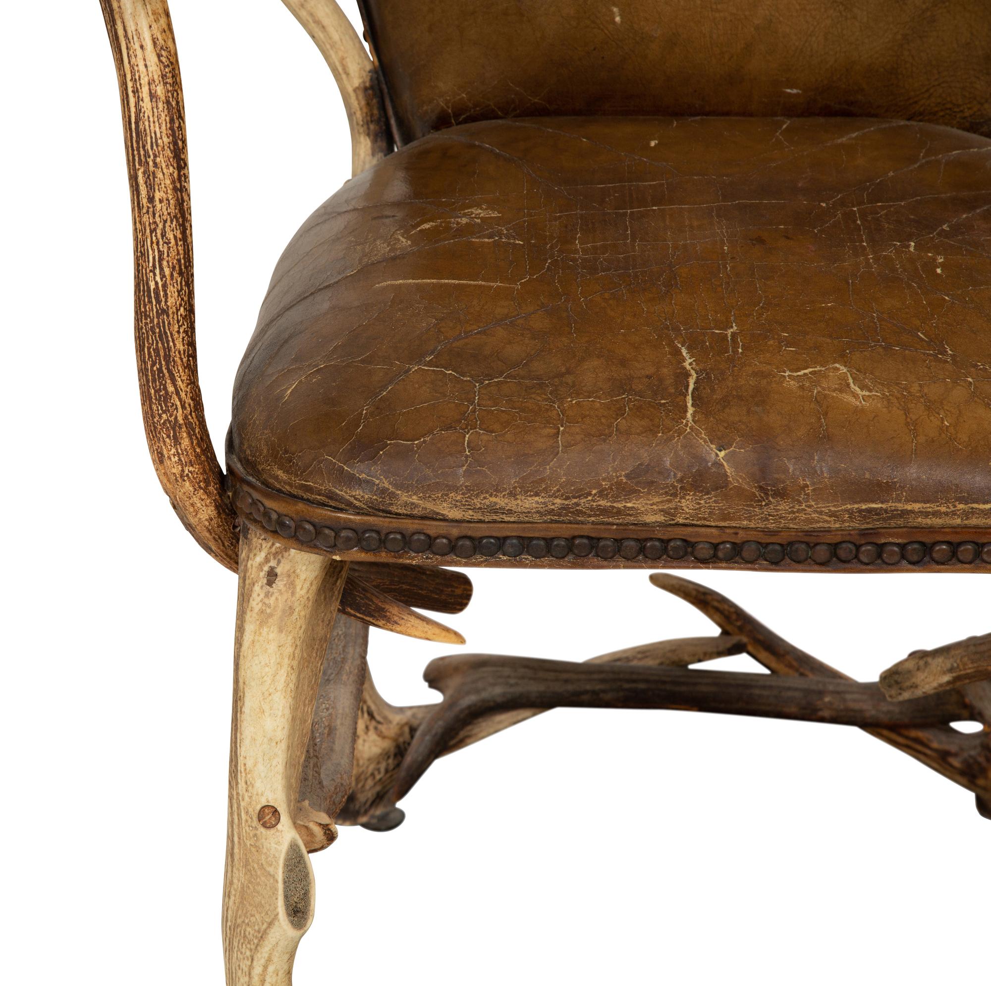 A Victorian Stag Horn Armchair