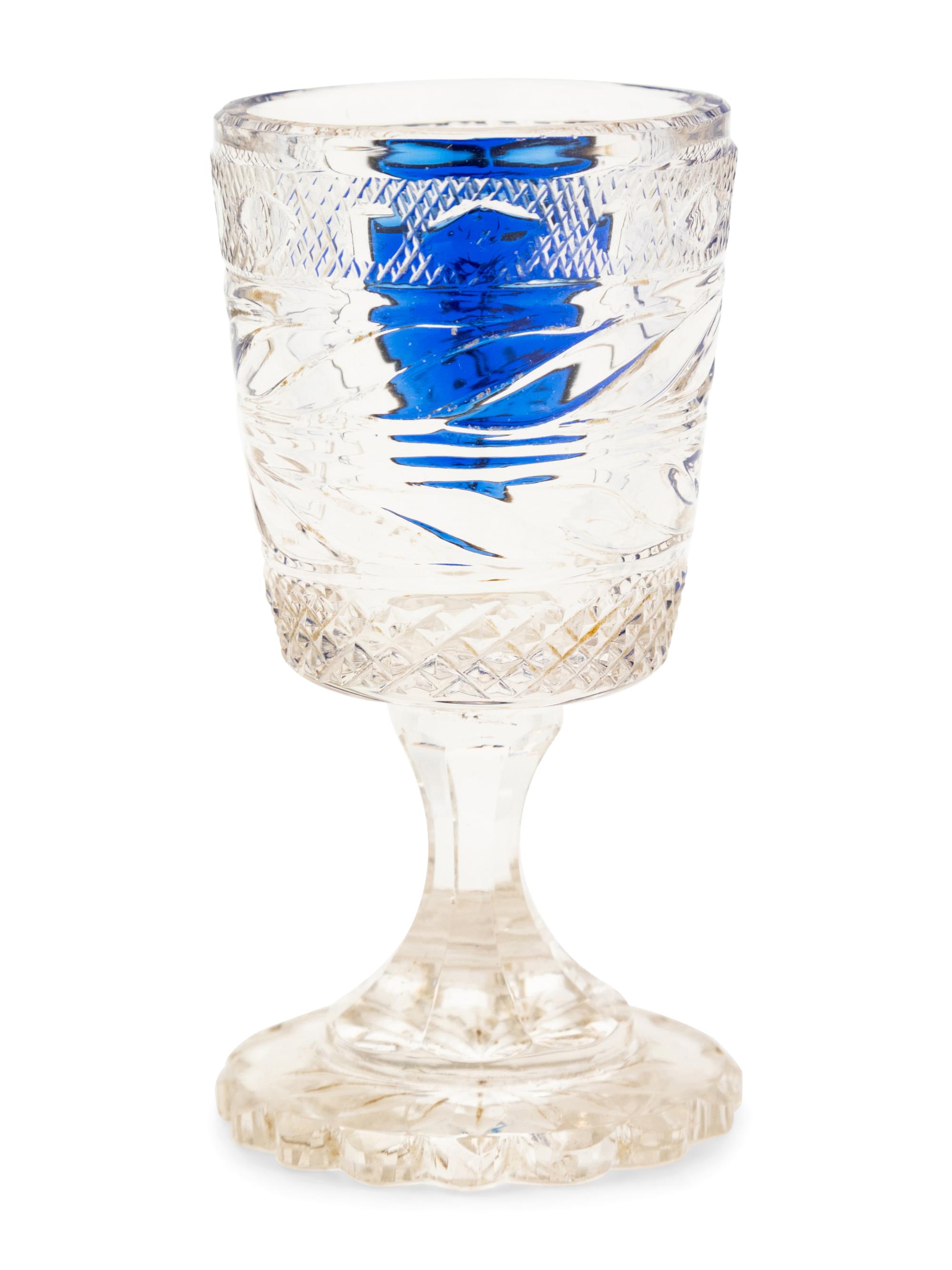 A Russian Imperial Cut Glass and Enamel Decorated Wine Stem from Peterhof Cottage Palace