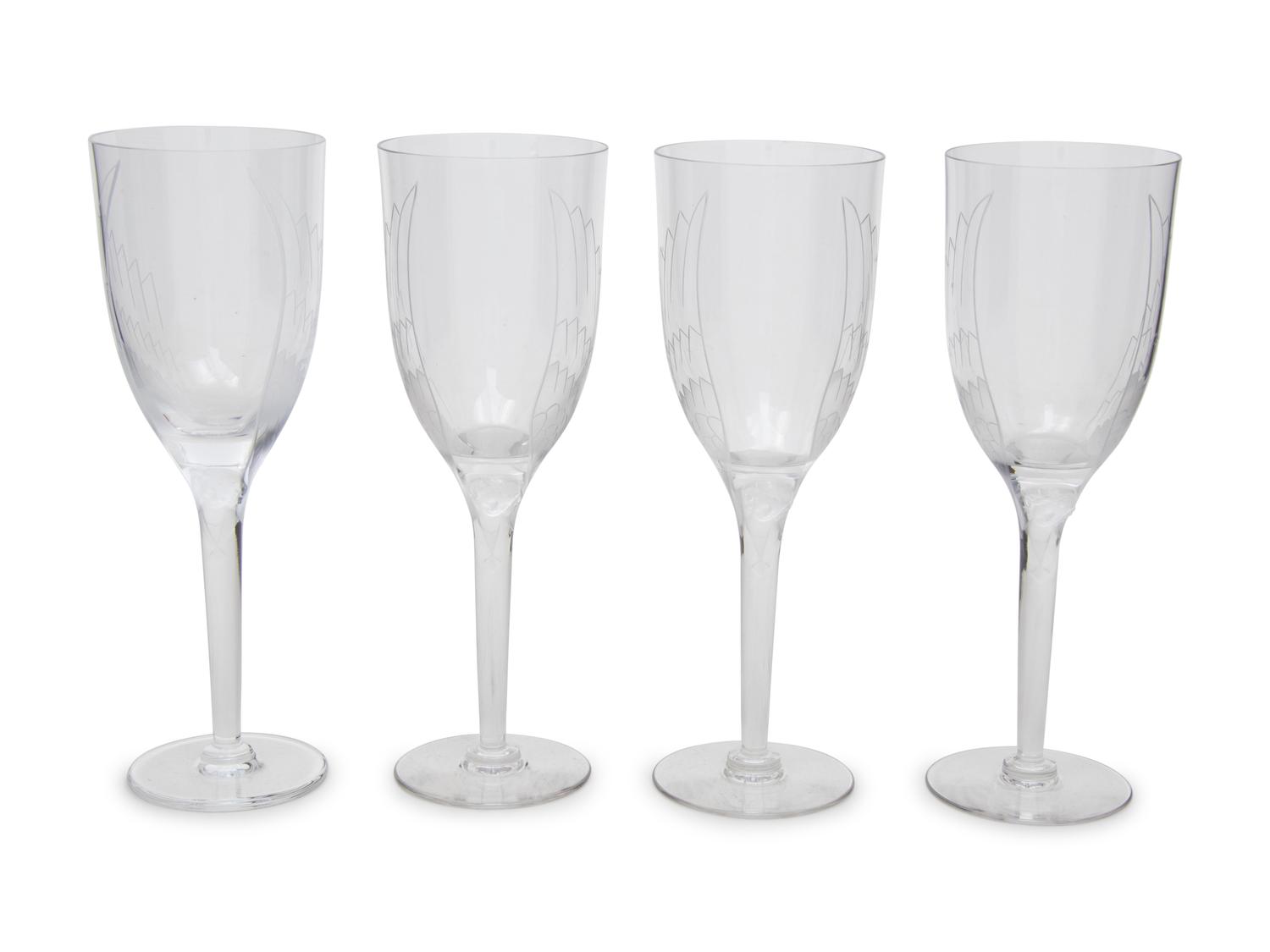 A Set of Seventeen Lalique Ange Flutes