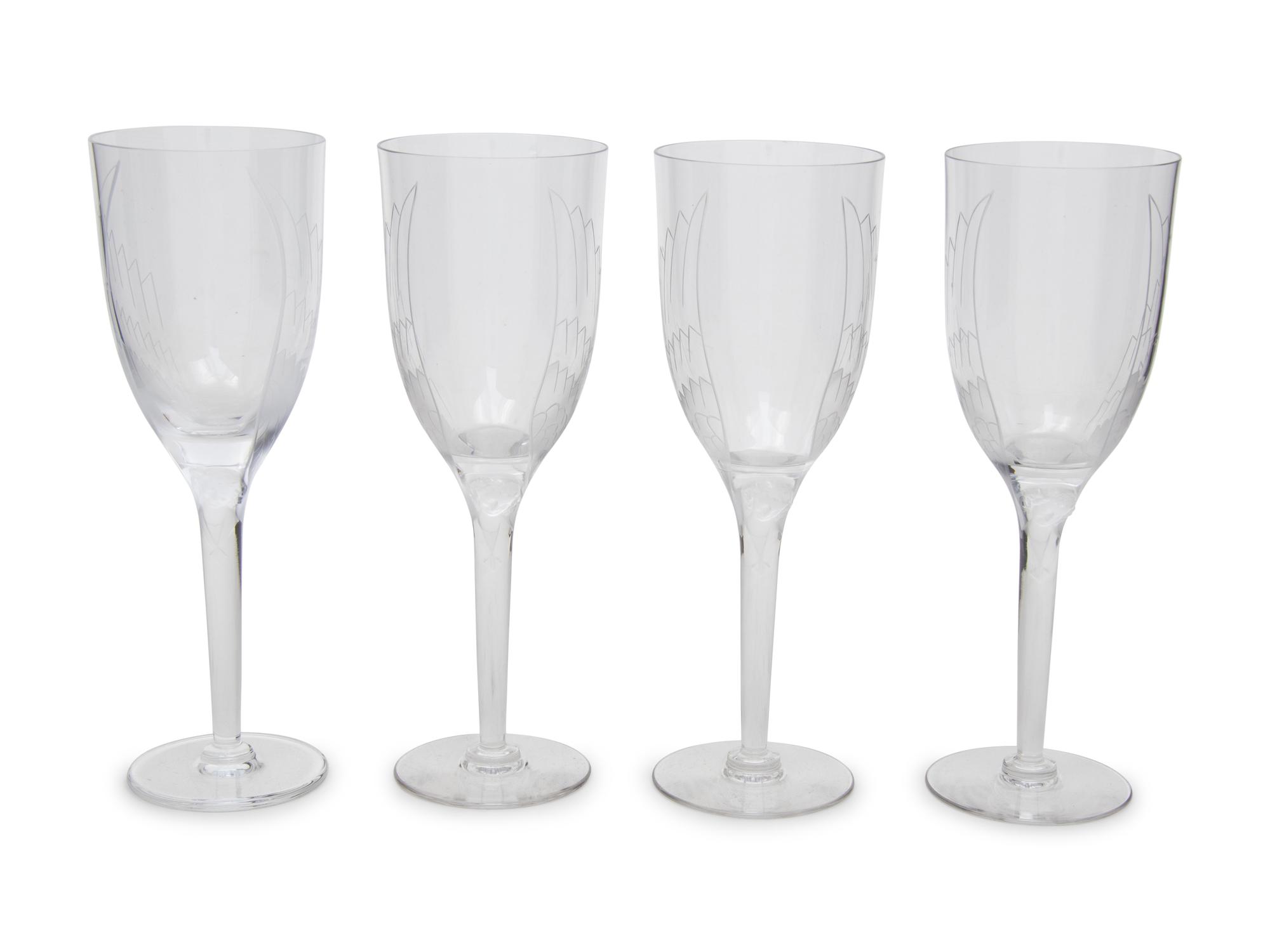 A Set of Seventeen Lalique Ange Flutes