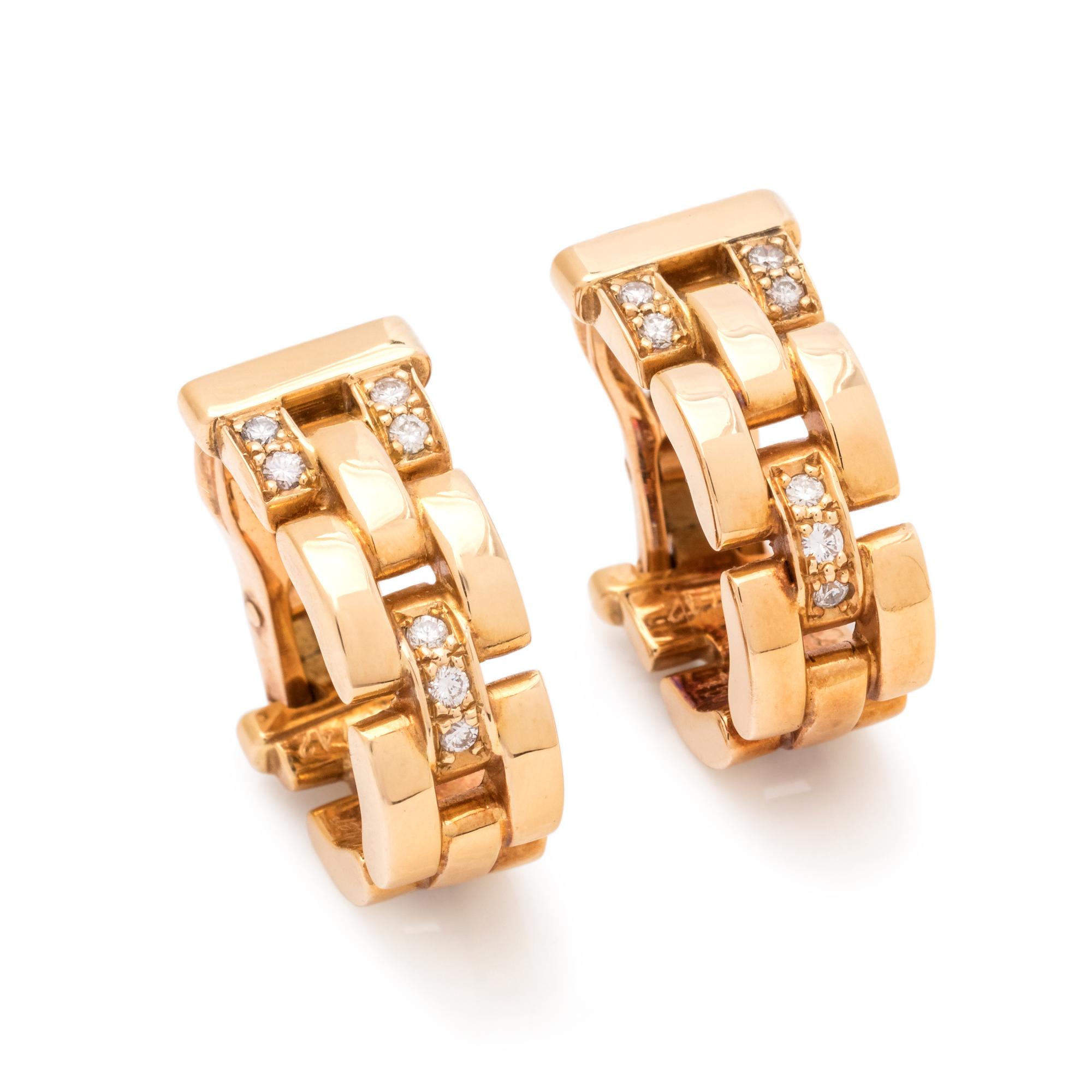 CARTIER, YELLOW GOLD AND DIAMOND 'MAILLON PANTHÈRE' EARCLIPS