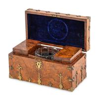 A Victorian Brass Banded Burlwood Tea Caddy