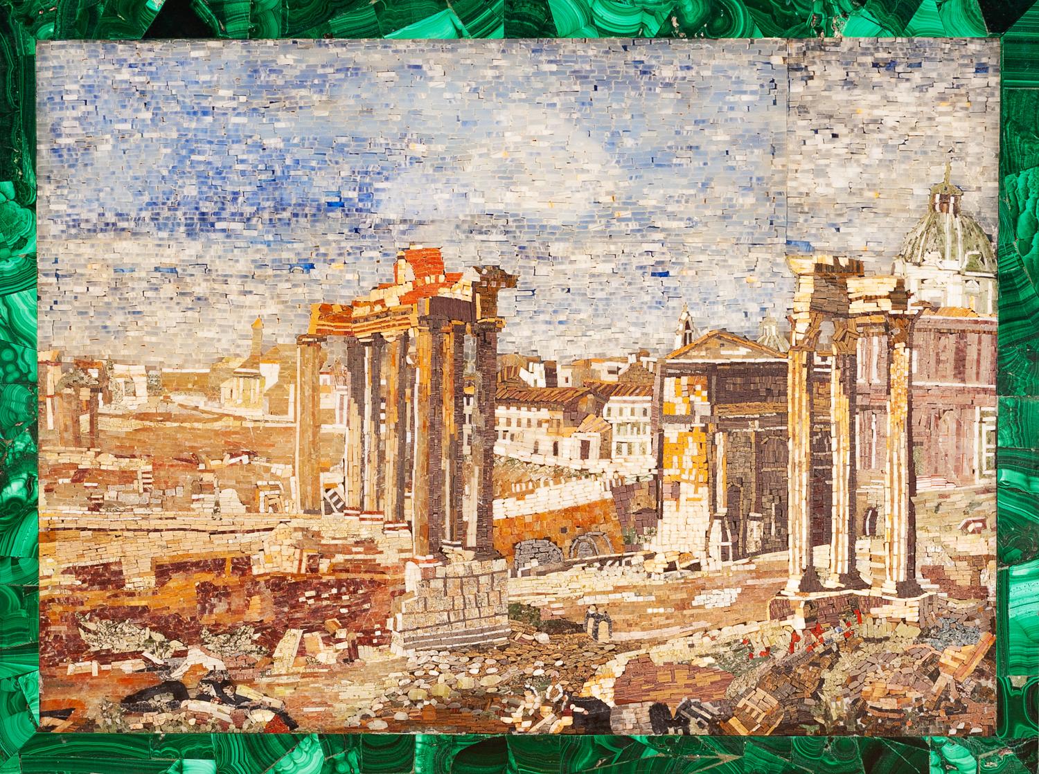 A Pair of Italian Micromosaic Panels Micromosaic: 8 5/8 x 11 5/8 inches.