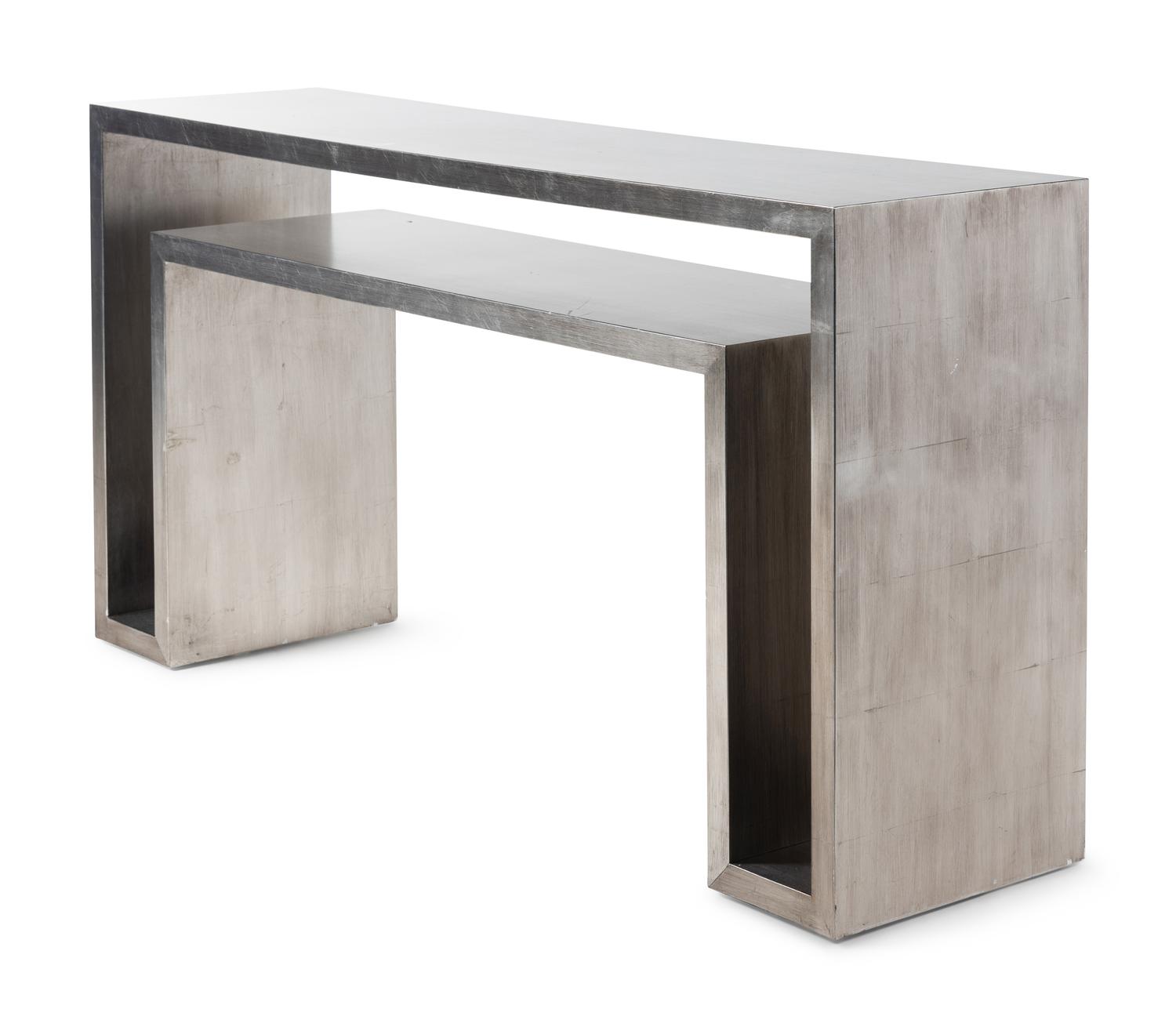 A Contemporary Silvered Wood Console Table