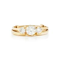 YELLOW GOLD AND DIAMOND THREE STONE RING