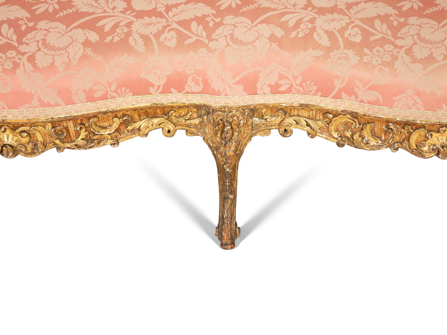 A Louis XV Style Carved Giltwood Settee