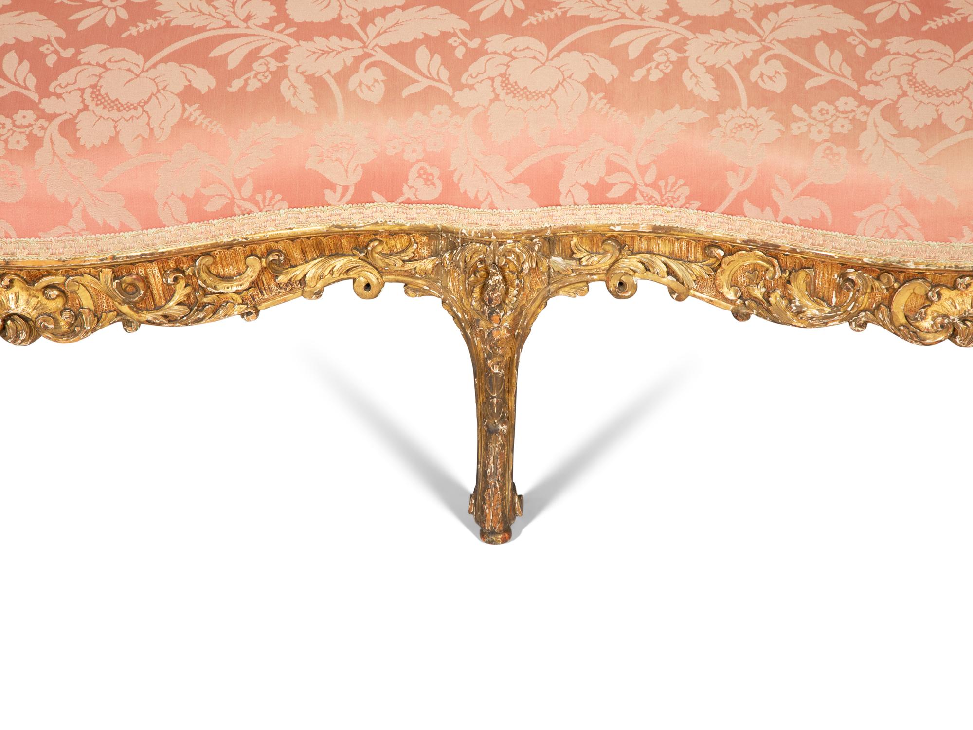 A Louis XV Style Carved Giltwood Settee