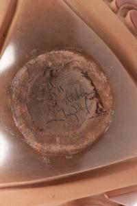 Carved Two-Toned Redware Pottery Jar