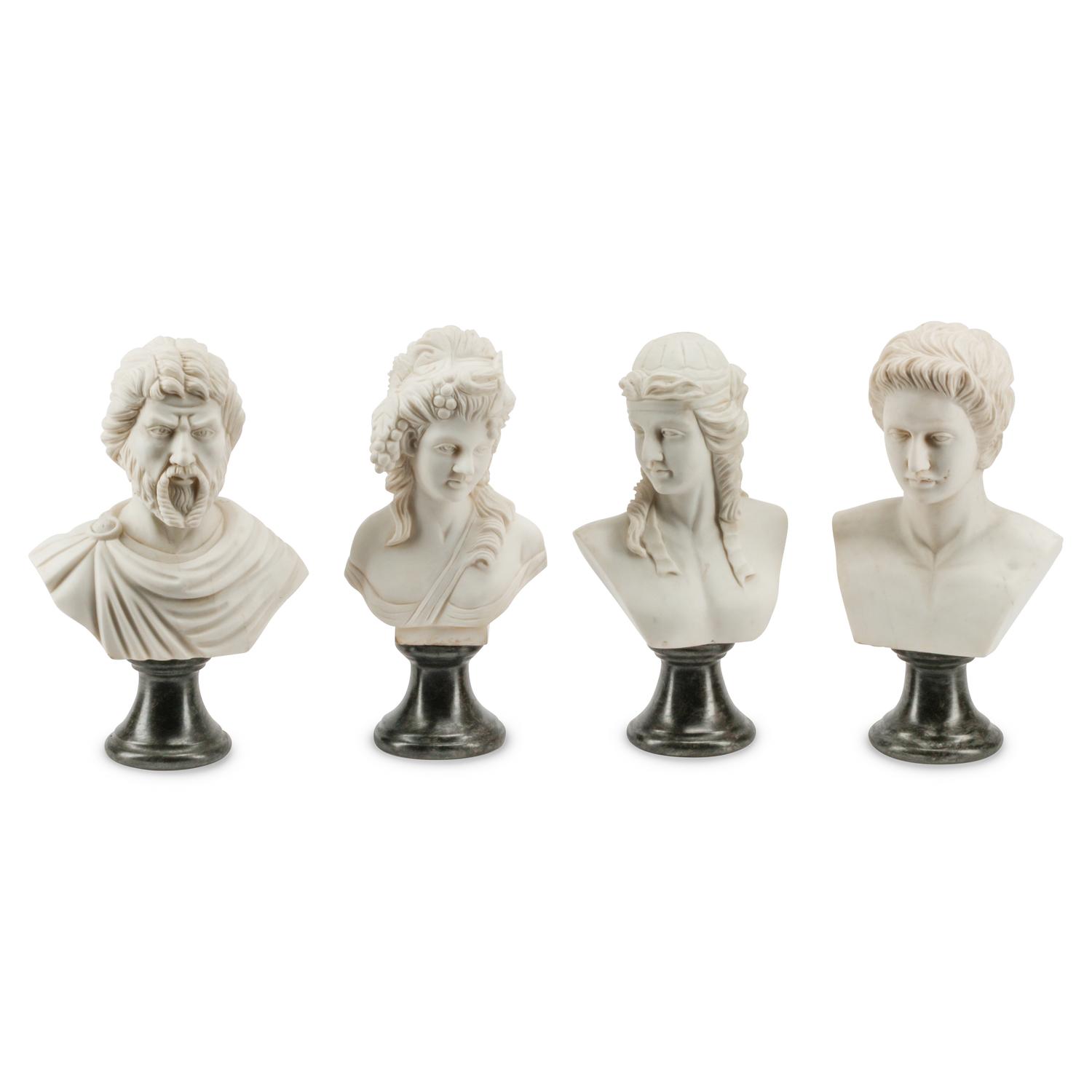A Set of Four Small Marble Busts