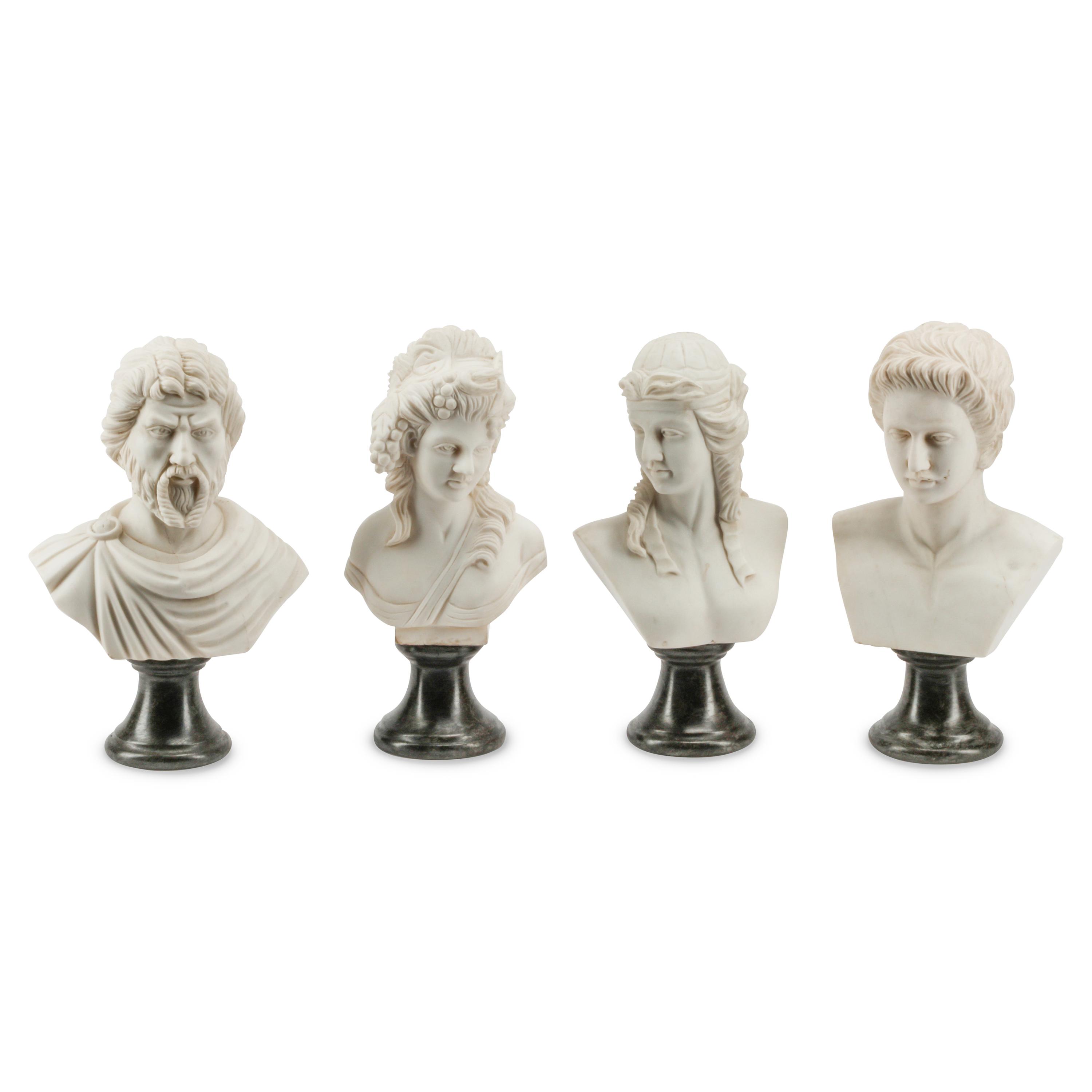 A Set of Four Small Marble Busts