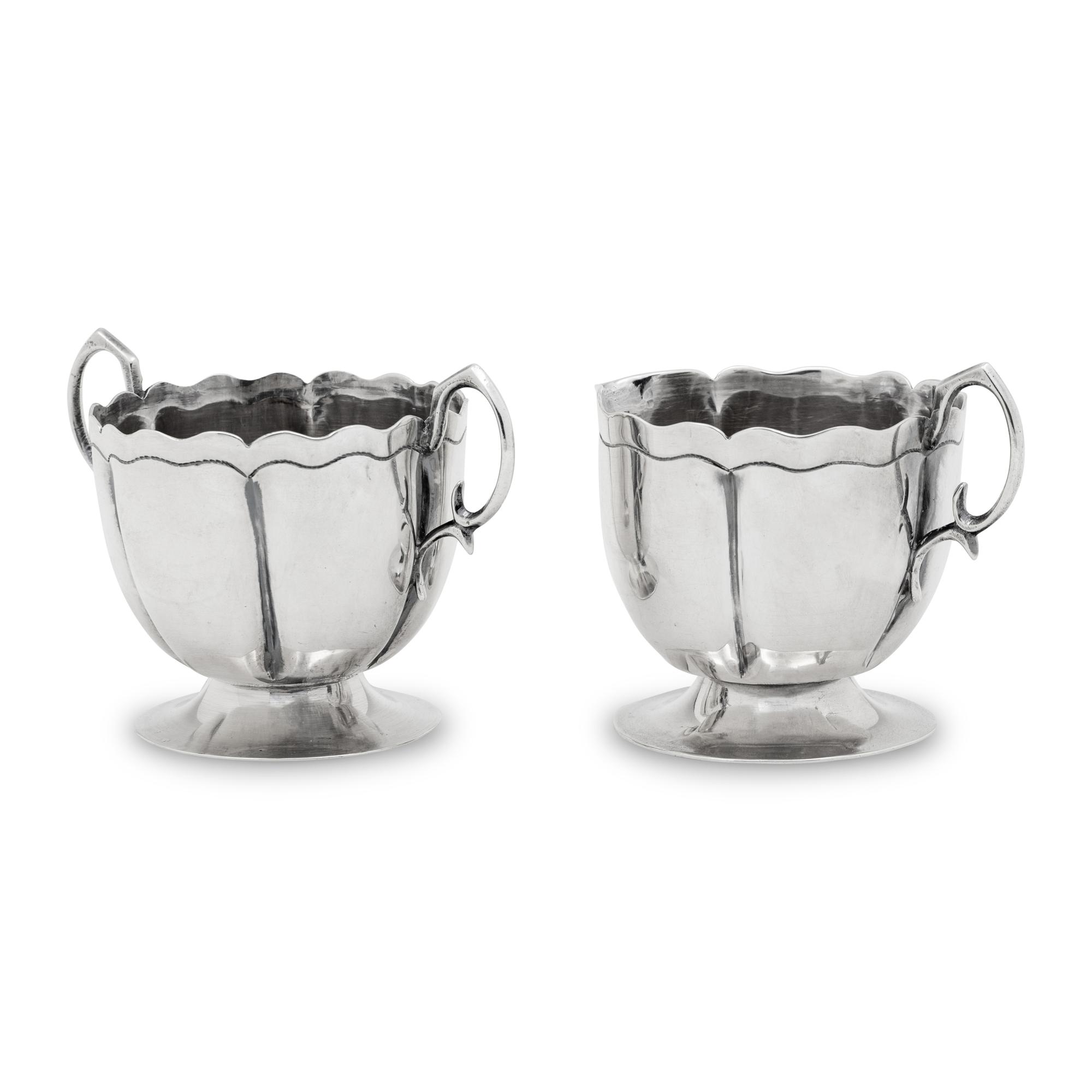 A Mexican Silver Creamer and Sugar Set