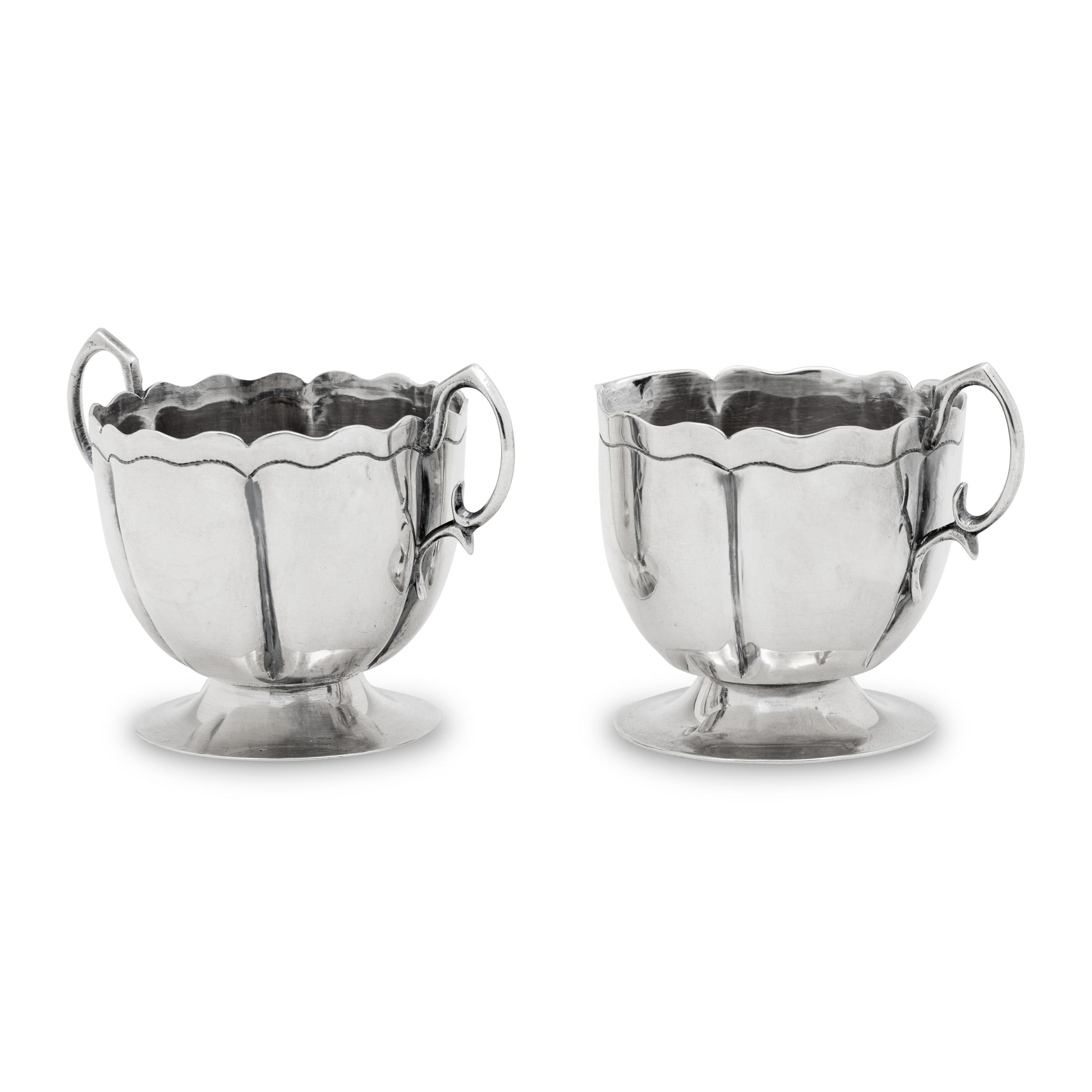 A Mexican Silver Creamer and Sugar Set