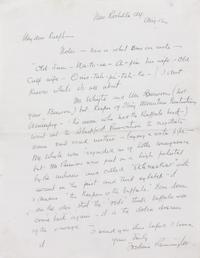 Composition of Three Works: Theodore Davis (American, 1908-1995) Portrait of Frederic Remington ink on paper 6 x 5 inches together with Frederic Remington (American, 1861-1909) Letter to Colonel McClellan, 1984 and Letter to Julie and Ralph, 1980