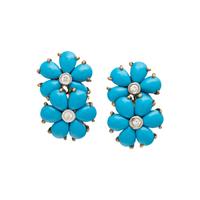 TURQUOISE AND DIAMOND FLOWER EARRINGS