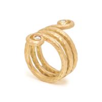 HAMMERED YELLOW GOLD AND DIAMOND DEMI PARURE