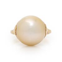 SHIRKAI, CULTURED PEARL AND DIAMOND RING