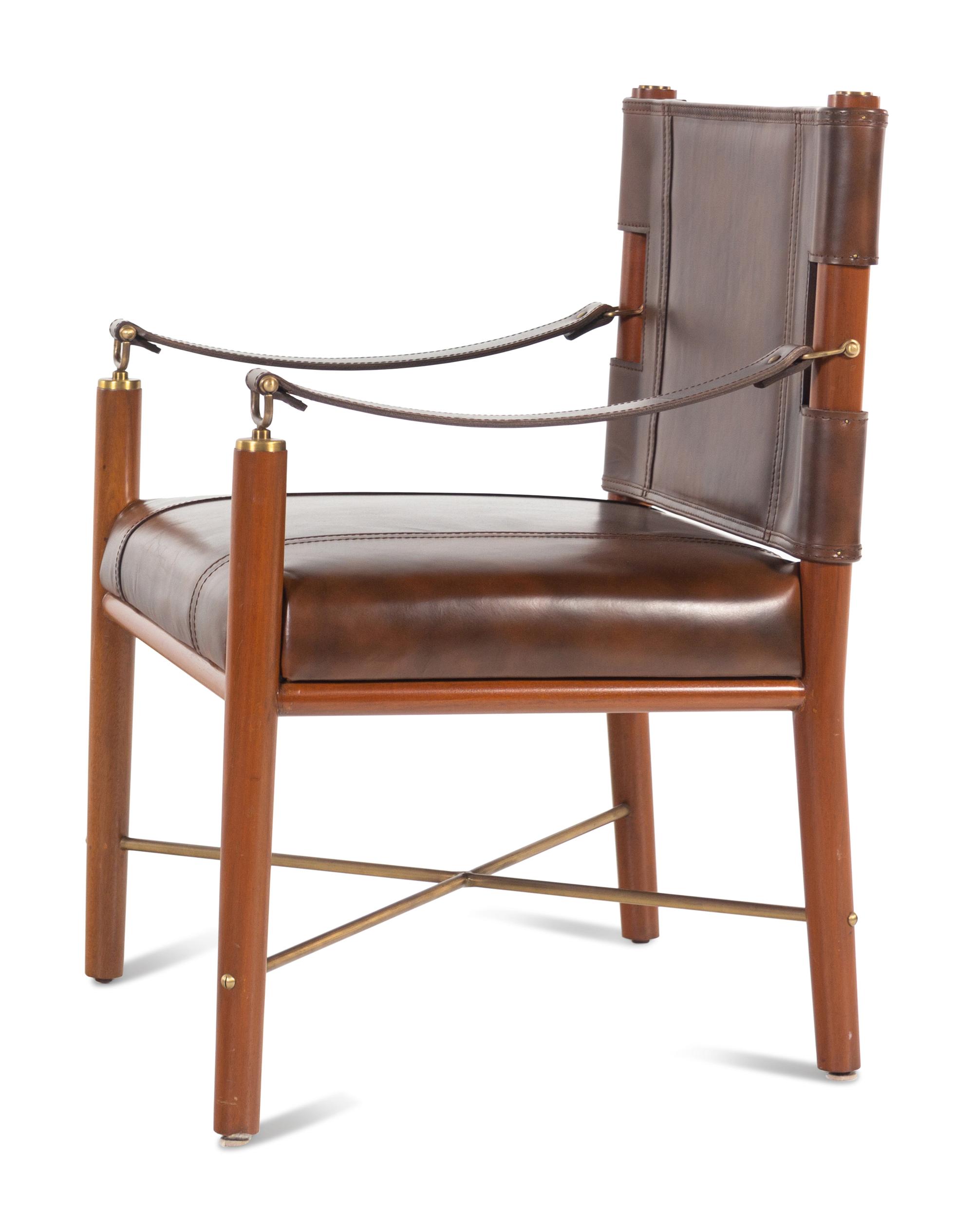 A Palecek Alexander Leather-Upholstered Lounge Chair