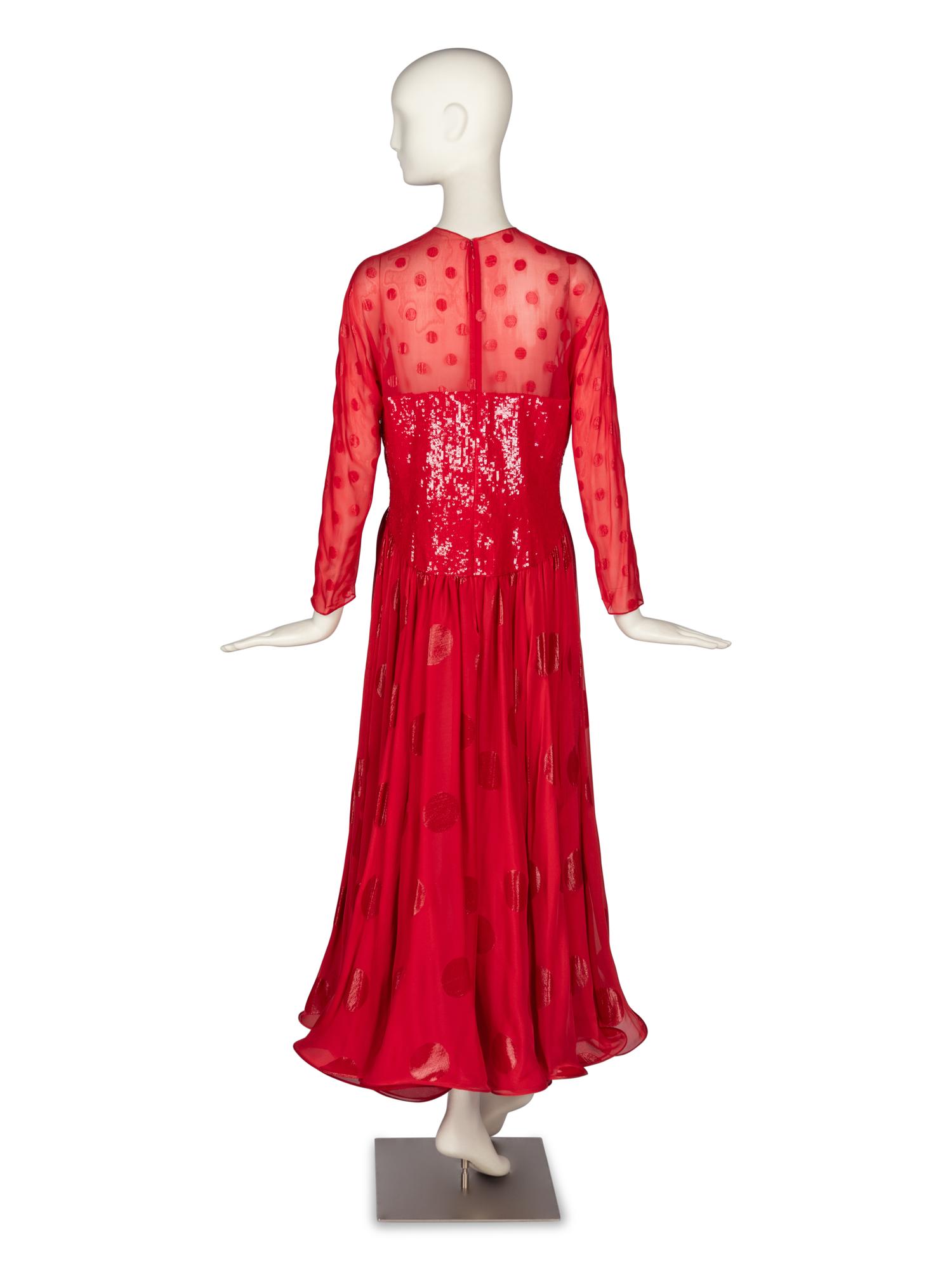Geoffrey Beene Polka-Dot Chiffon Gown and Raphel Sanchez Evening Bag