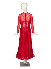 Geoffrey Beene Polka-Dot Chiffon Gown and Raphel Sanchez Evening Bag