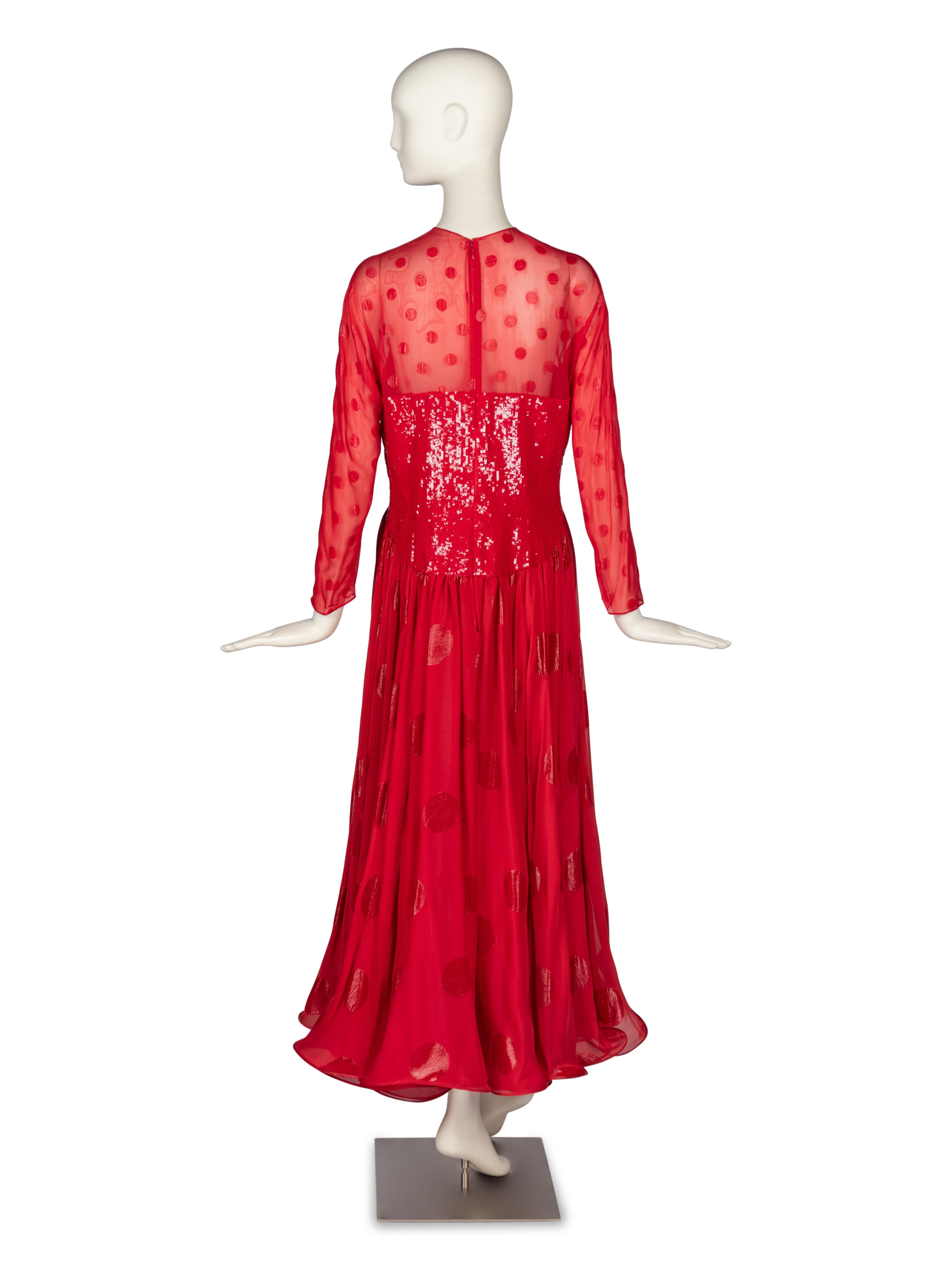 Geoffrey Beene Polka-Dot Chiffon Gown and Raphel Sanchez Evening Bag