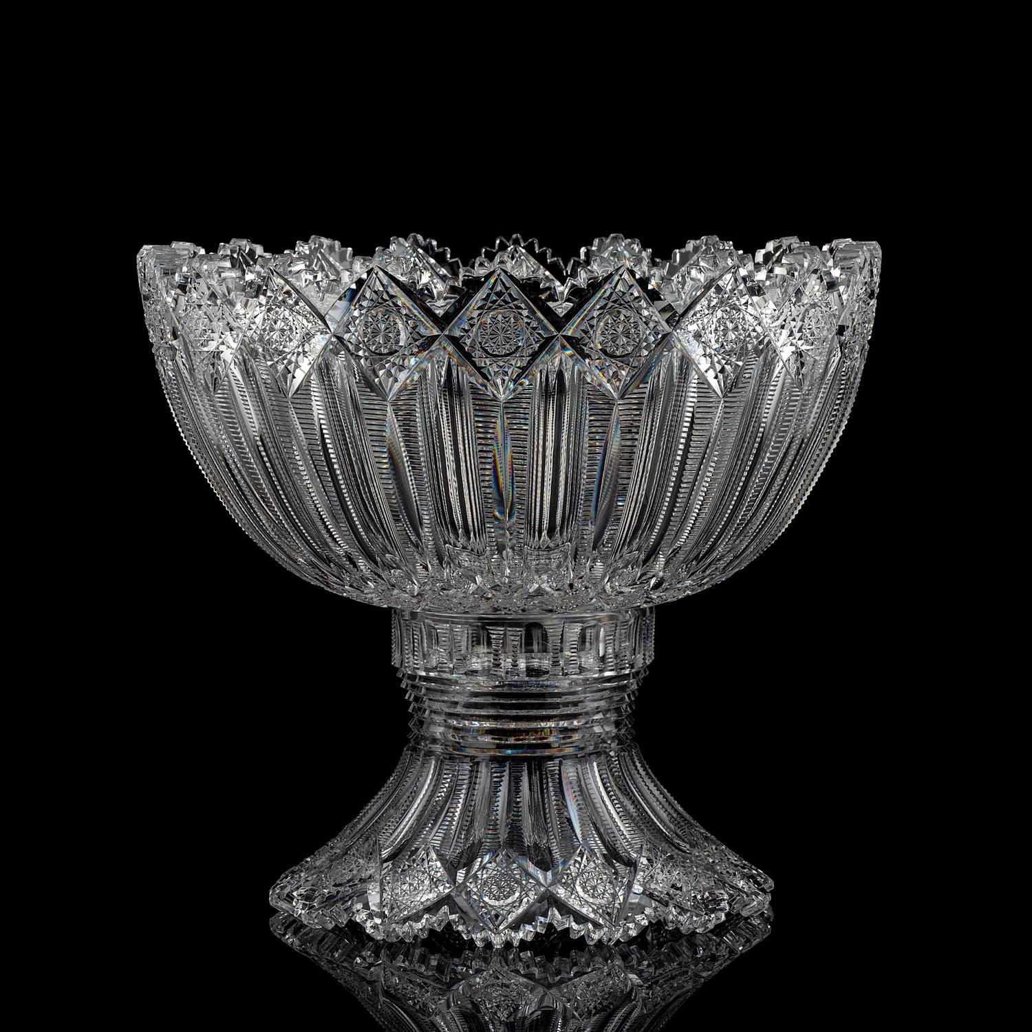 A Hawkes Brilliant-Period Cut Glass Punch Bowl in the Brunswick Pattern