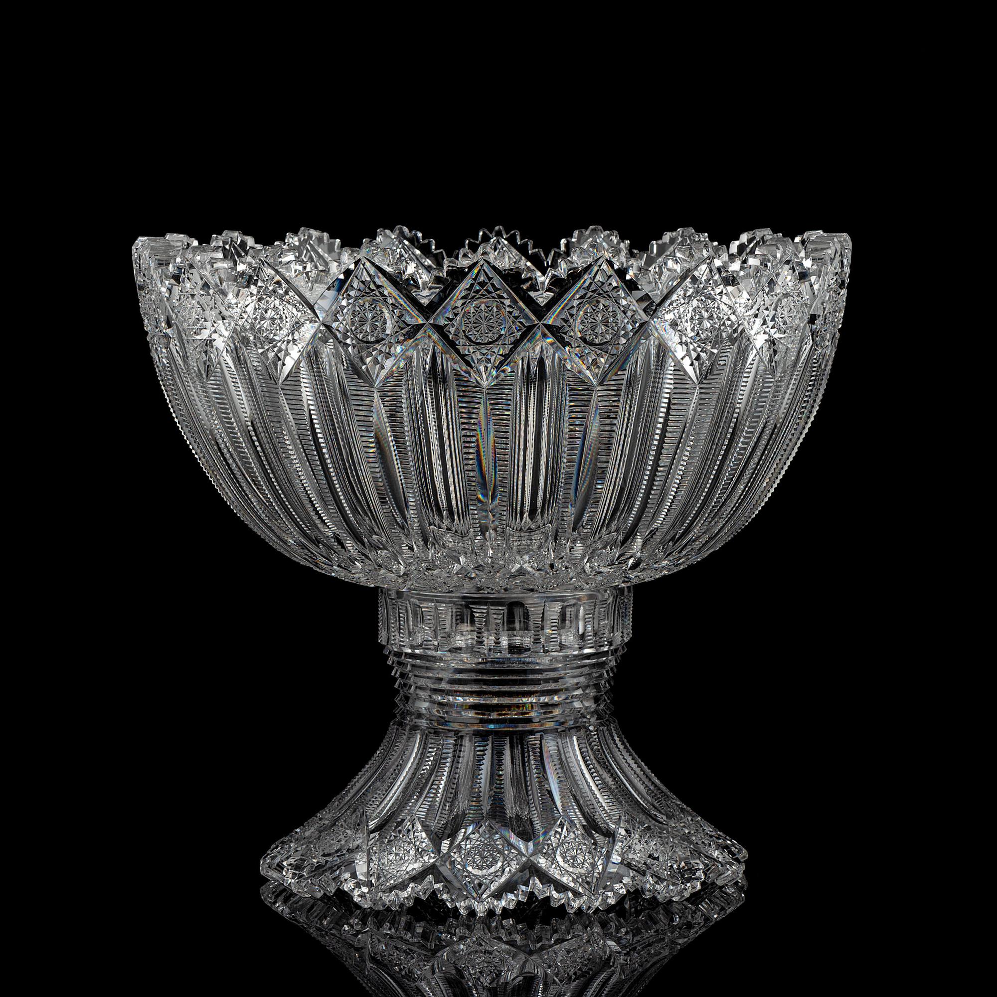 A Hawkes Brilliant-Period Cut Glass Punch Bowl in the Brunswick Pattern