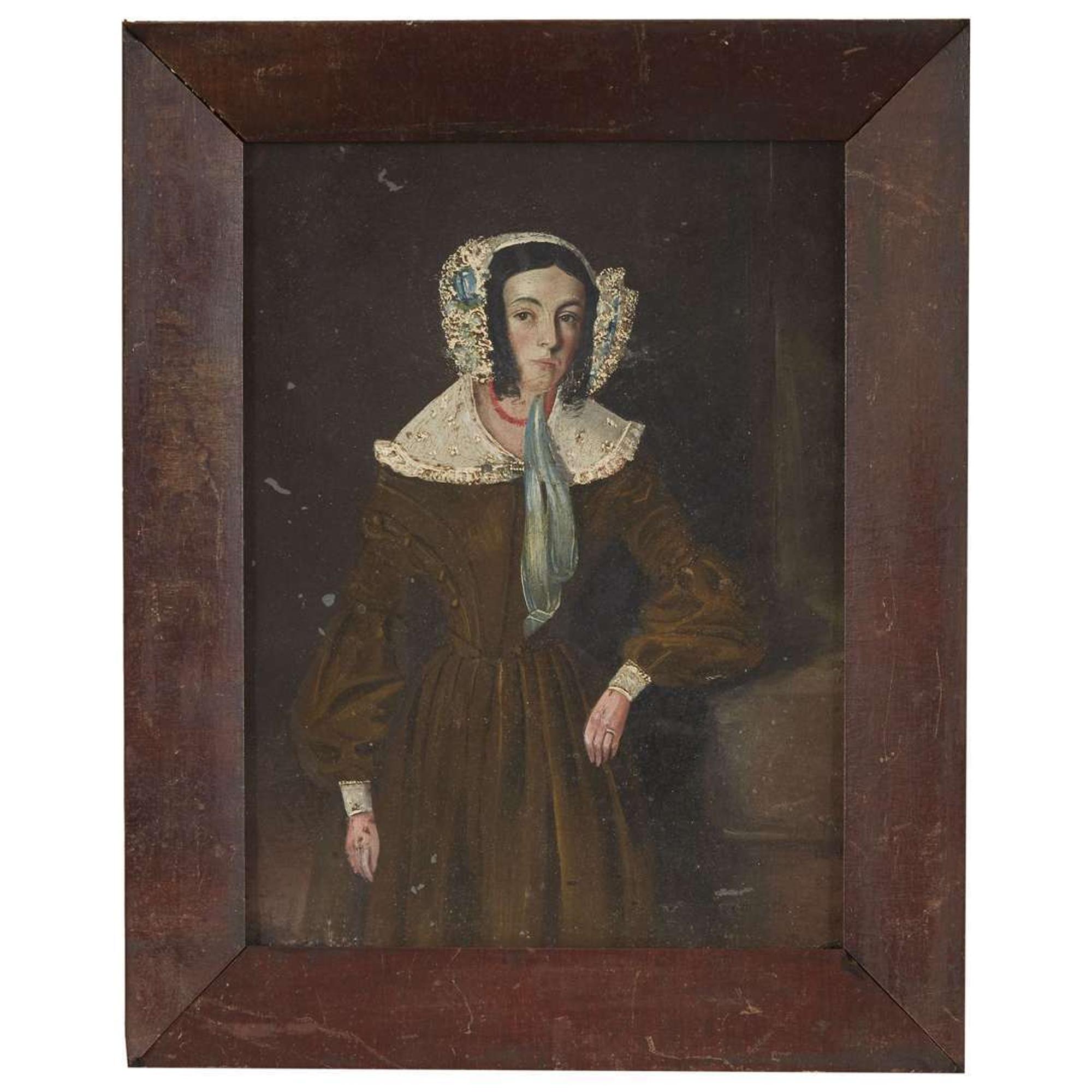 American School 19th century Small portrait of a lady, circa 1840