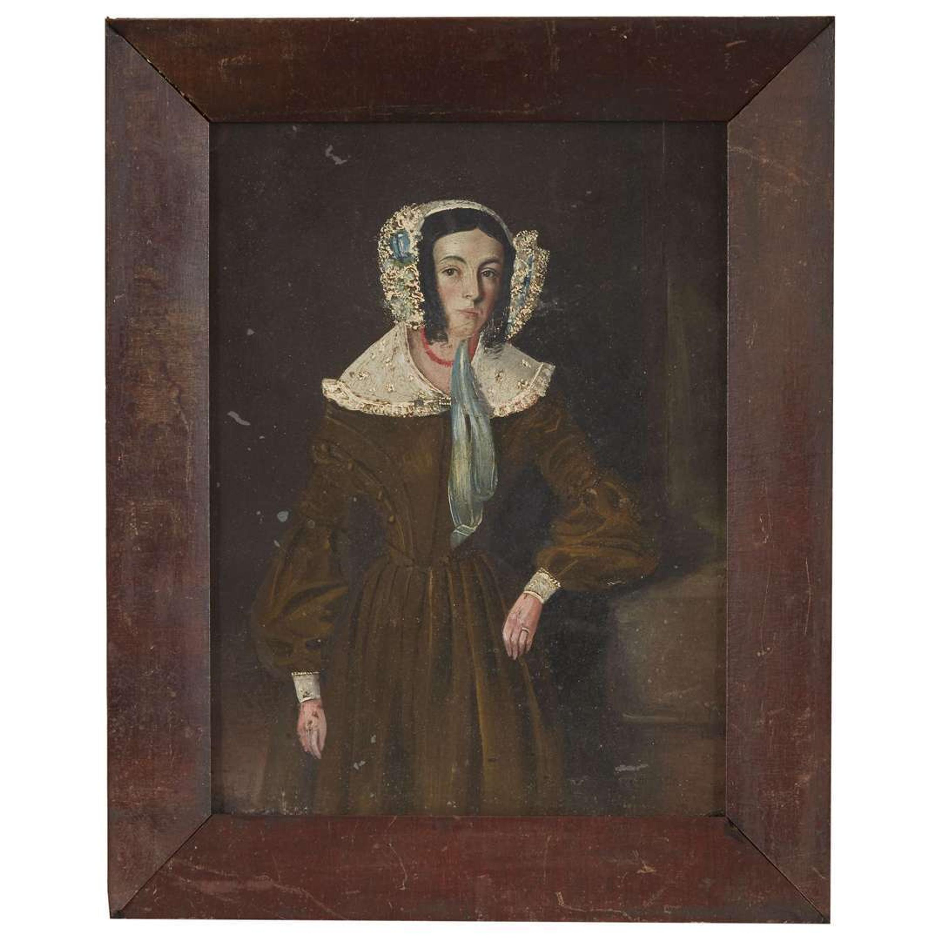 American School 19th century Small portrait of a lady, circa 1840