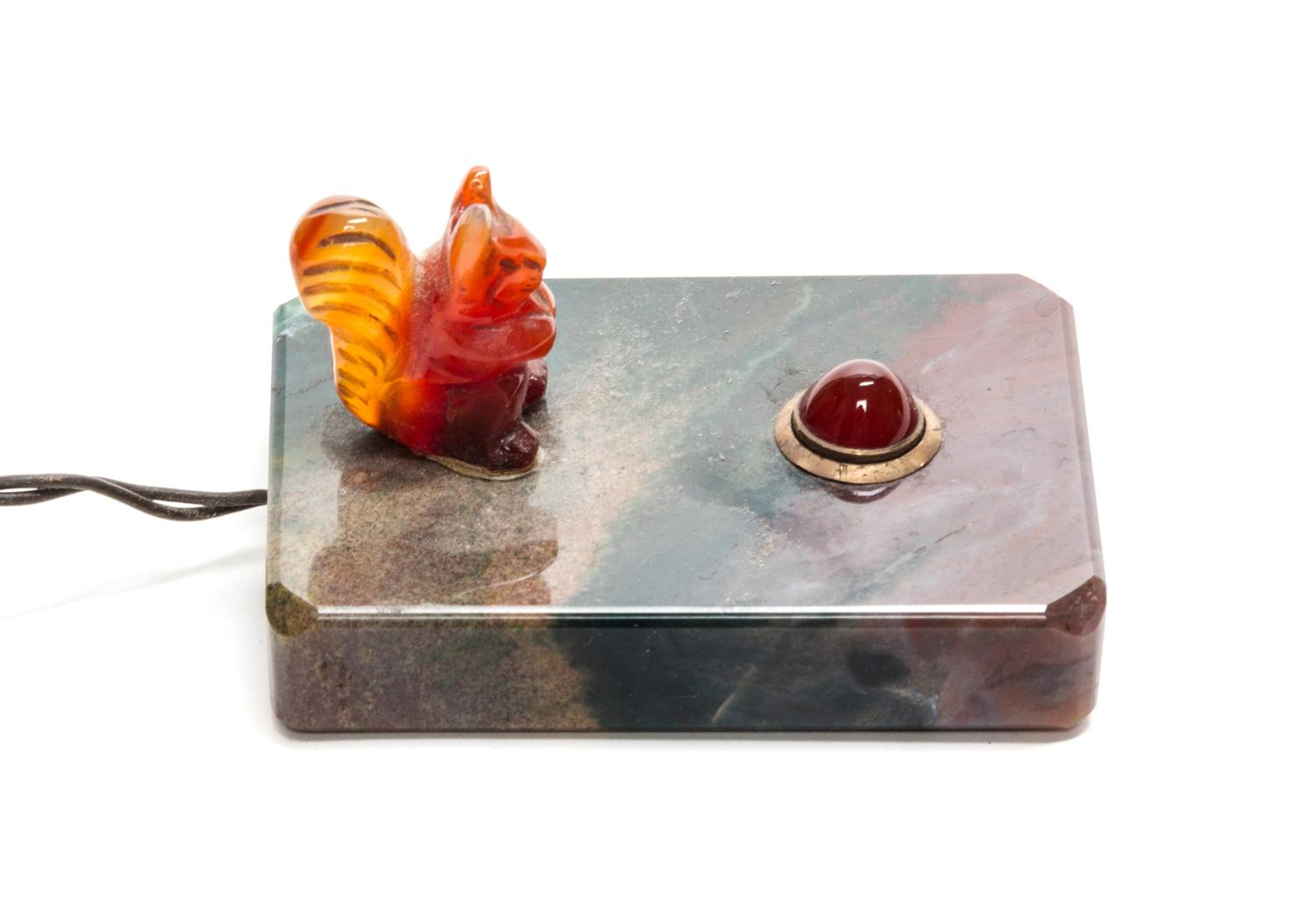 A Carved Hardstone Bell Push Length overall 3 inches.