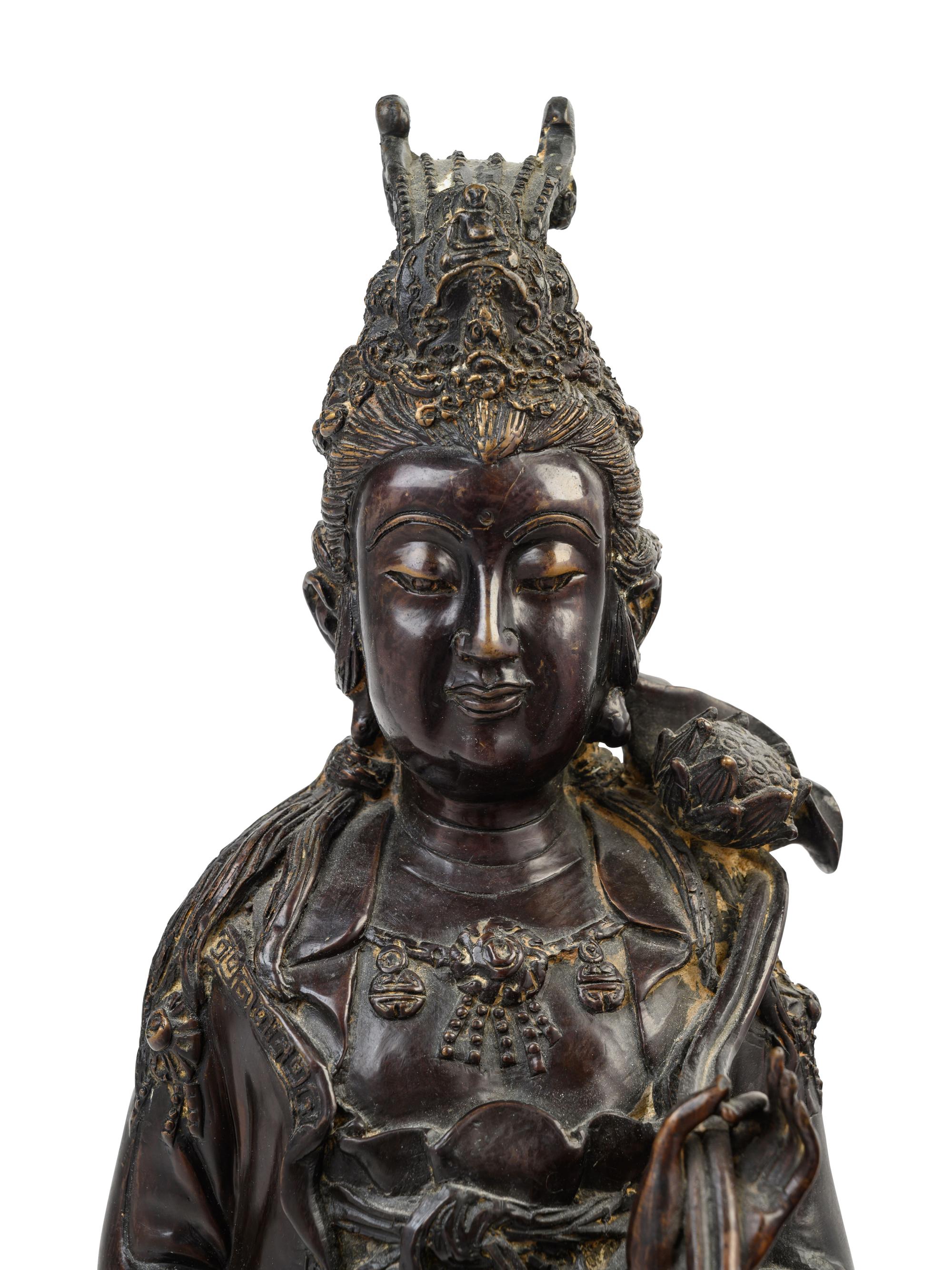 A Chinese Bronze Figure of Guanyin
