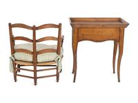 A French Provincial Tray Top Side Table and a Rush-seat Bench — 19TH/20TH CENTURY