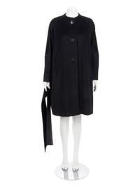 Dejac Black Cashmere Wool Coat with Scarf, 2010s