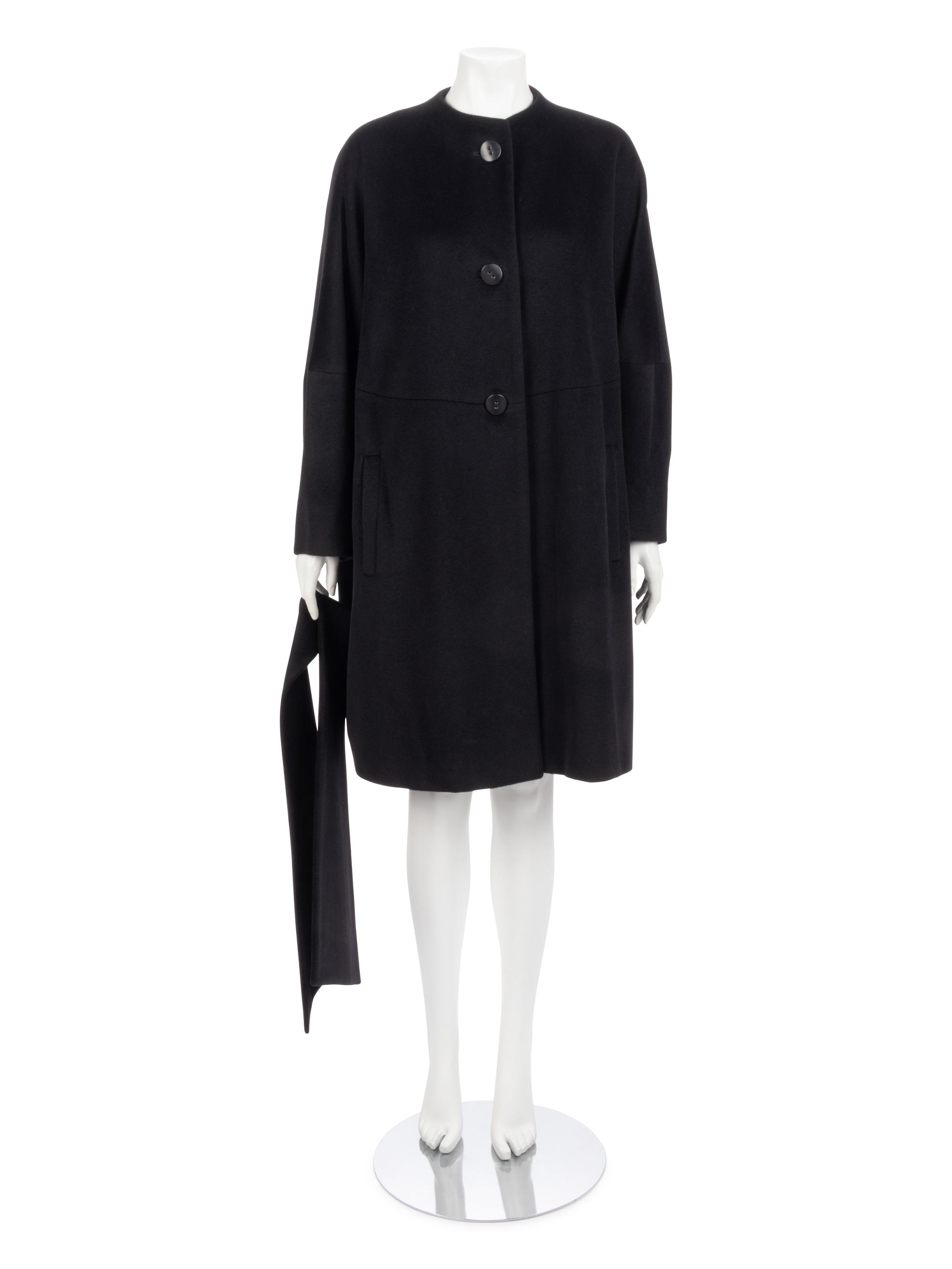 Dejac Black Cashmere Wool Coat with Scarf, 2010s