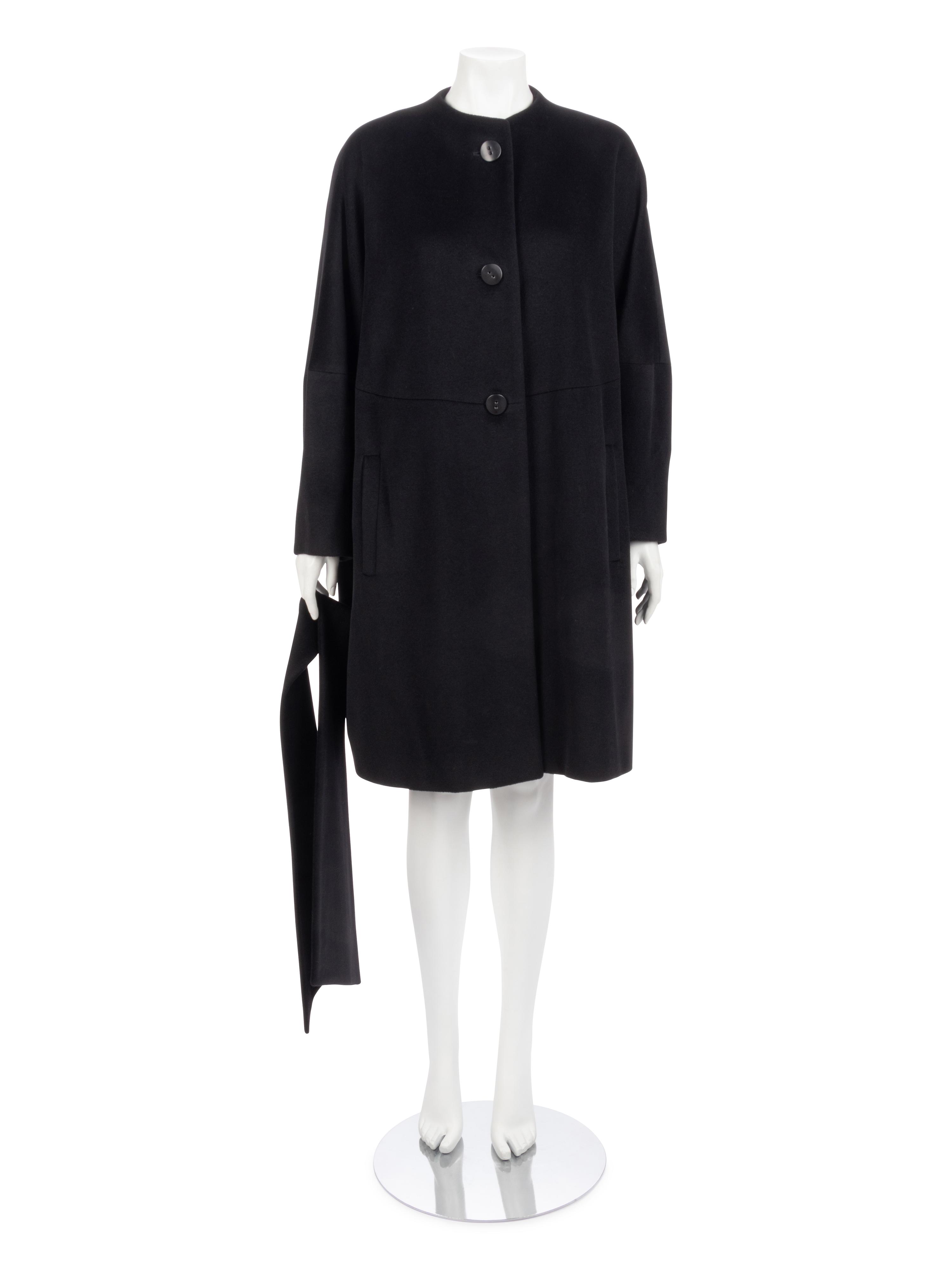 Dejac Black Cashmere Wool Coat with Scarf, 2010s