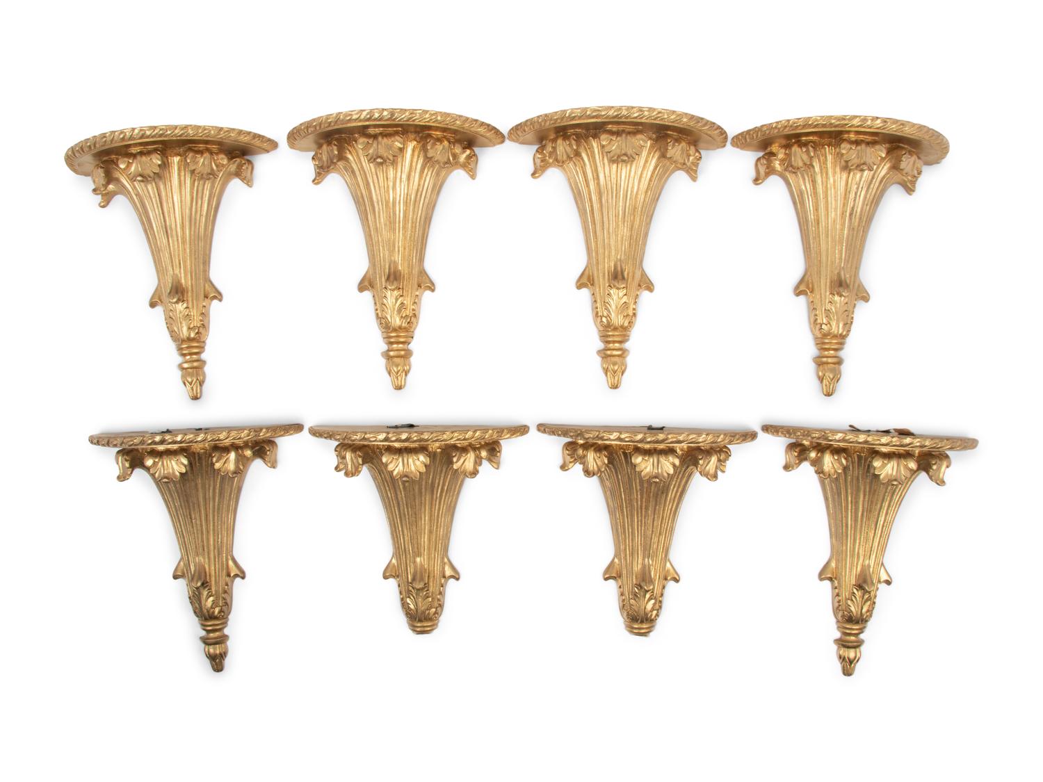 A Set of Eight Continental Giltwood Brackets