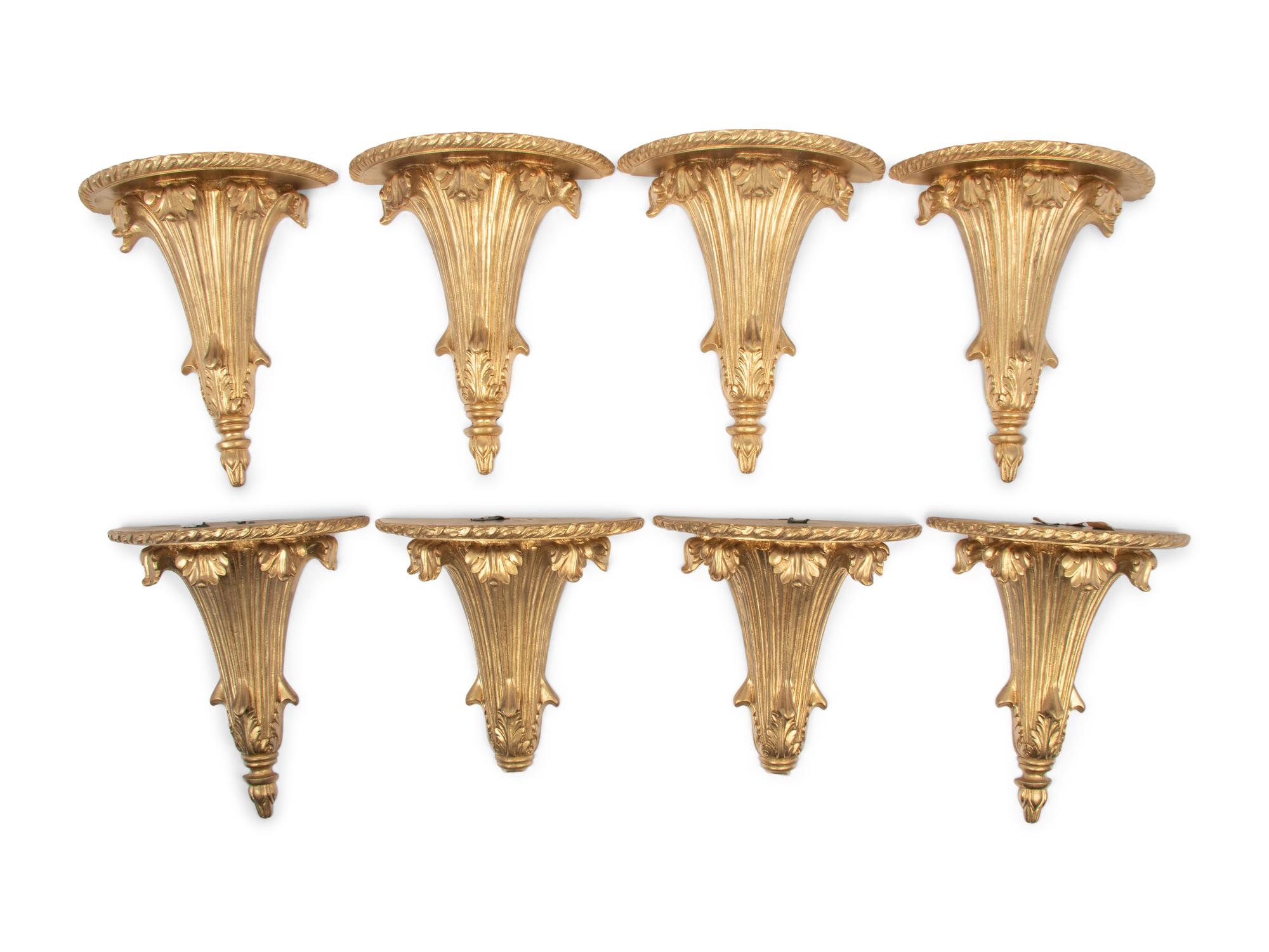 A Set of Eight Continental Giltwood Brackets