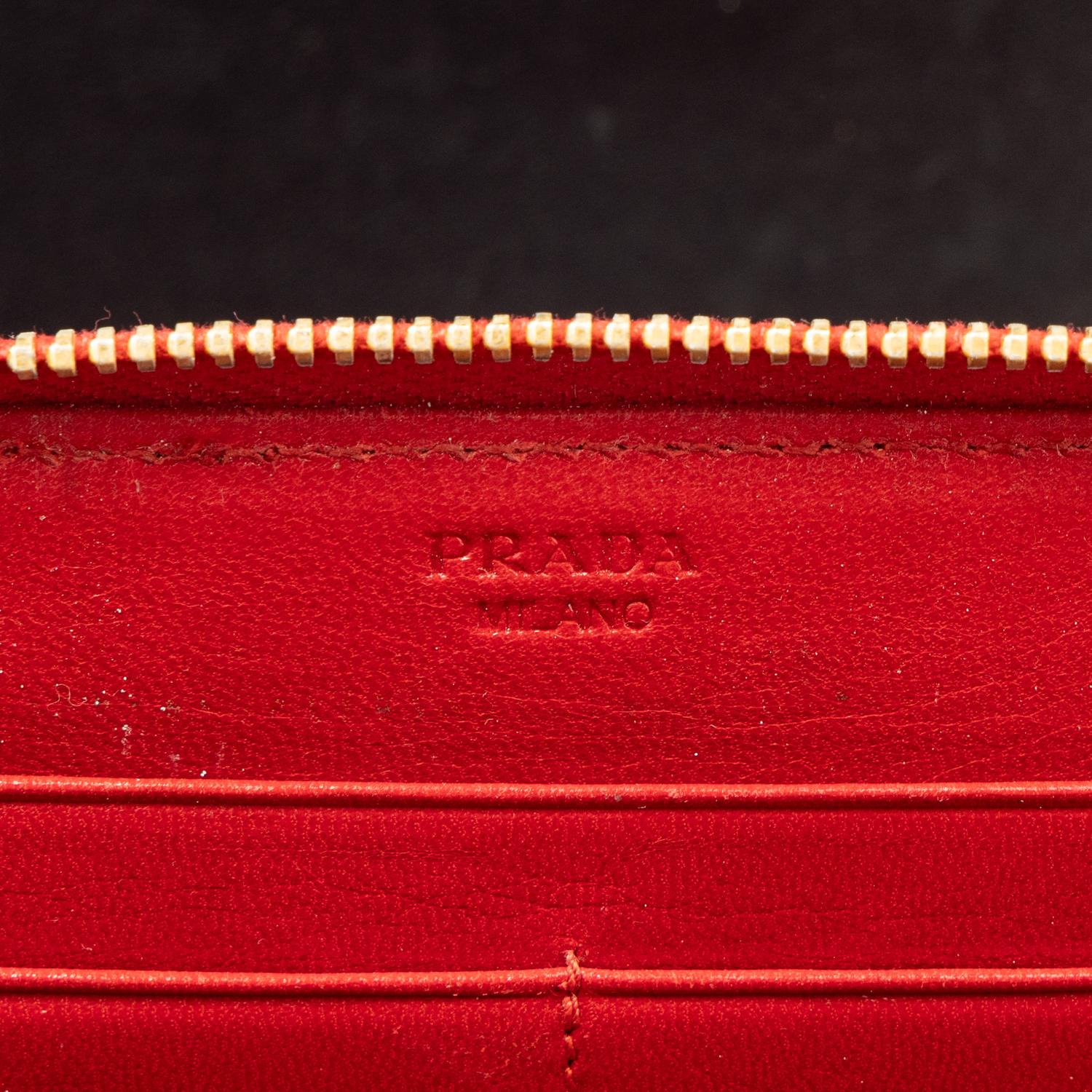 PRADA, SMOKING LIPS LEATHER CLUTCH & WALLET