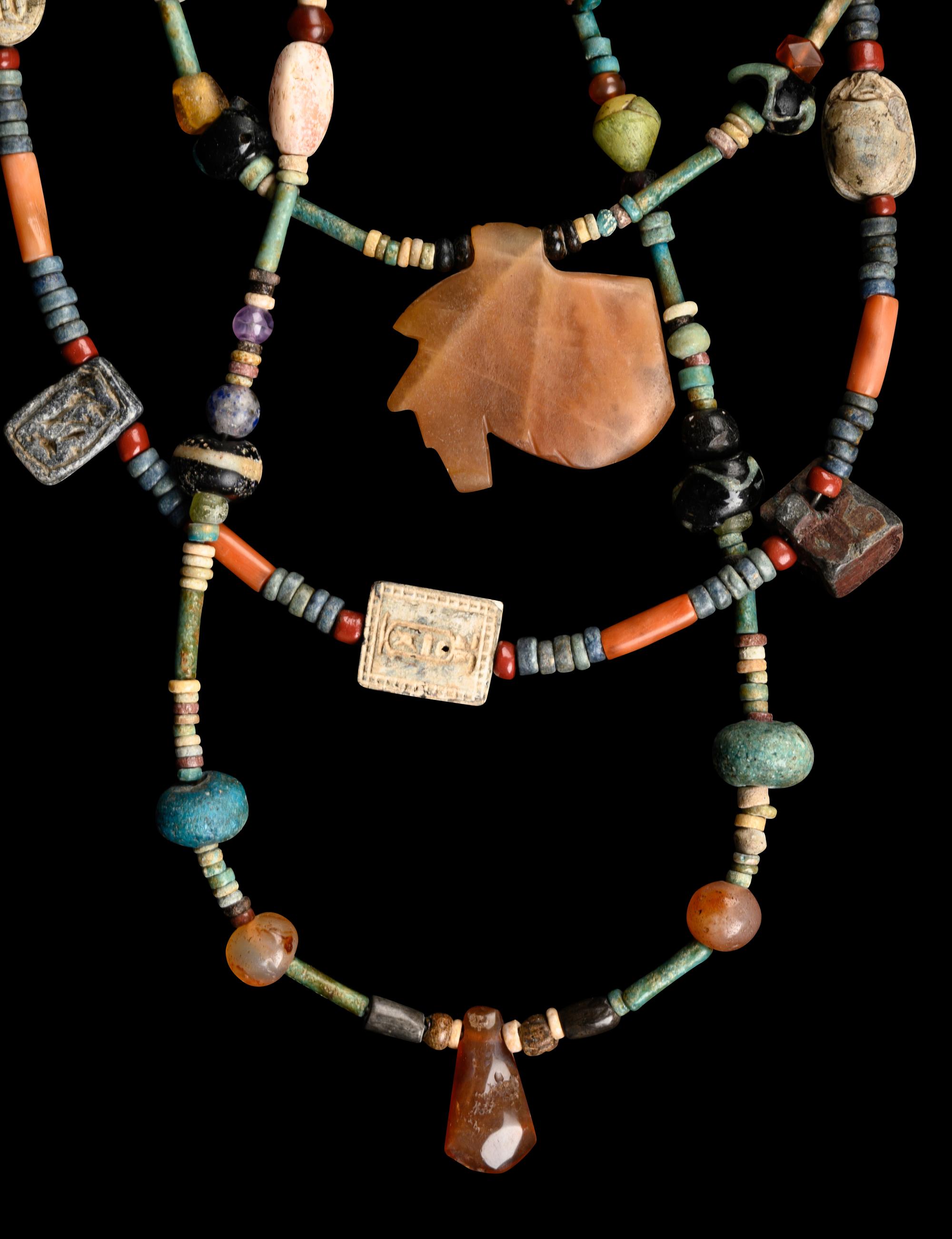 An Egyptian Stone and Faience Necklace