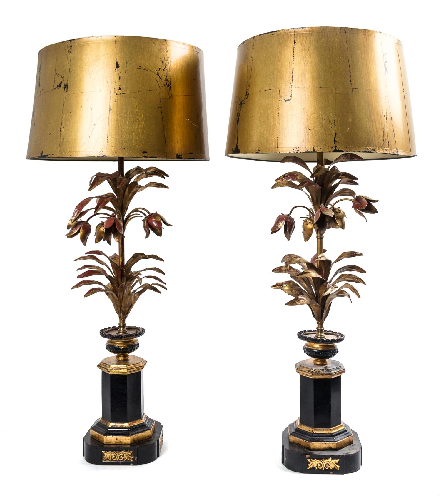 A Pair of Italian Tole Table Lamps Height 39 inches. — MID-20TH CENTURY