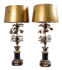 A Pair of Italian Tole Table Lamps Height 39 inches. — MID-20TH CENTURY