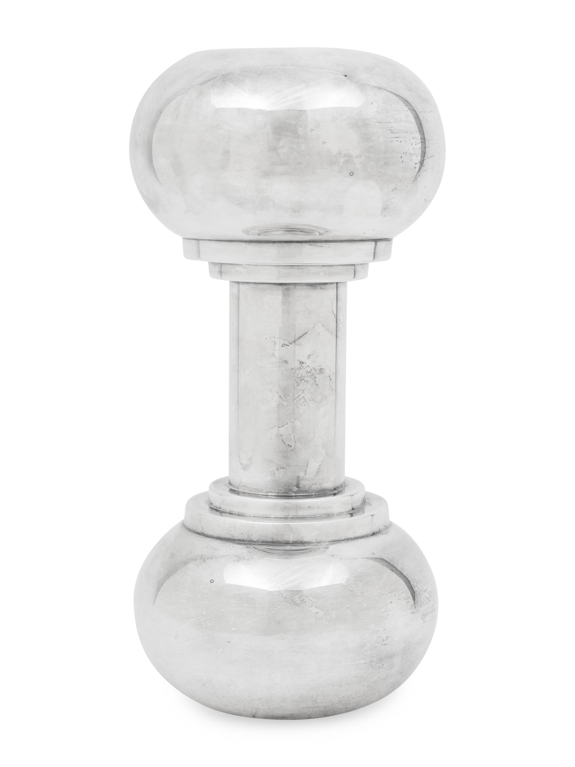 An English Silver-Plate Dumbbell Cocktail Shaker