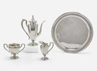 An assembled four-piece sterling silver coffee service, Dominick & Haff, New York, NY and Reed & Barton, Taunton, MA, 20th century