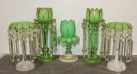 A Pair of Opaline Glass Mantle Lustres Height of tallest 14 inches.