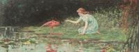 Kneeling Woman with Pink Flamingo , 1917