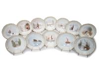 Twelve Haviland Limoges Game Bird Plates