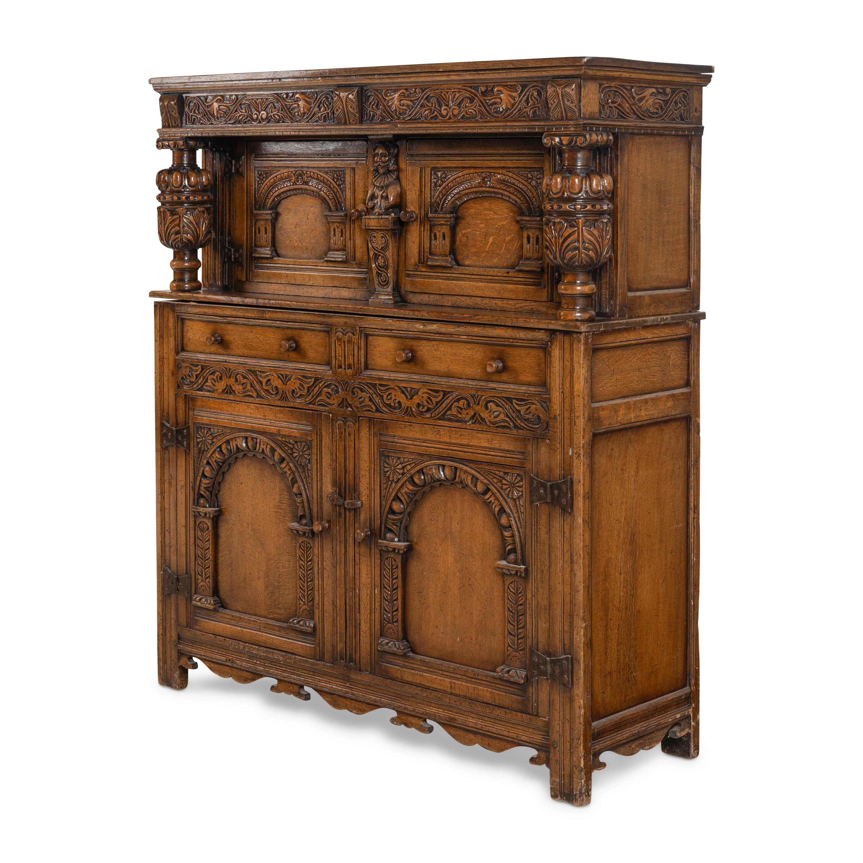 An English Oak Court Cupboard