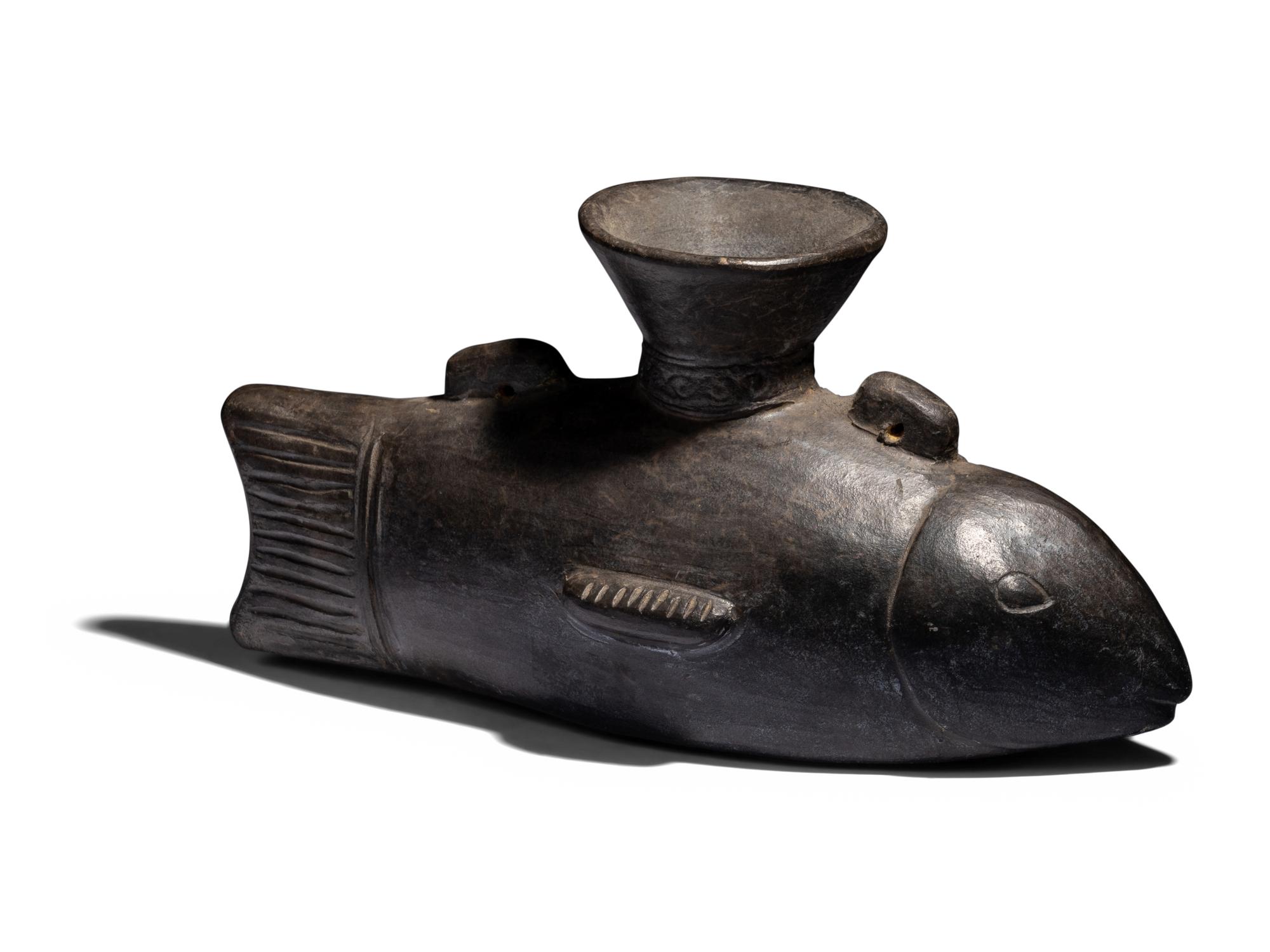 A Chimu Blackware Fish Vessel