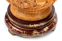 A Pair of Chinese Export Bone Veneered Vases on Painted Wood Stands